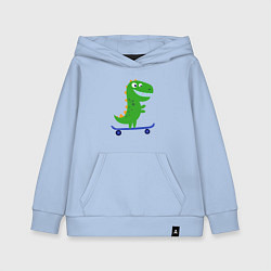 Толстовка детская хлопковая Детский динозаврик на скейтборде, цвет: мягкое небо