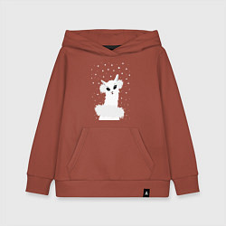 Толстовка детская хлопковая Лама-альпака в пушистых наушниках, цвет: кирпичный