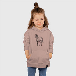 Толстовка детская хлопковая Лошадь стоит, цвет: пыльно-розовый — фото 2