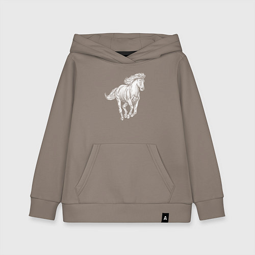 Детская толстовка-худи Белая лошадь скачет / Утренний латте – фото 1