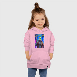 Толстовка детская хлопковая Гомер Симпсон с пистолетом - киберпанк - нейросеть, цвет: светло-розовый — фото 2