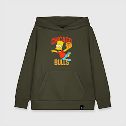 Толстовка детская хлопковая Чикаго Буллз Барт Симпсон, цвет: хаки