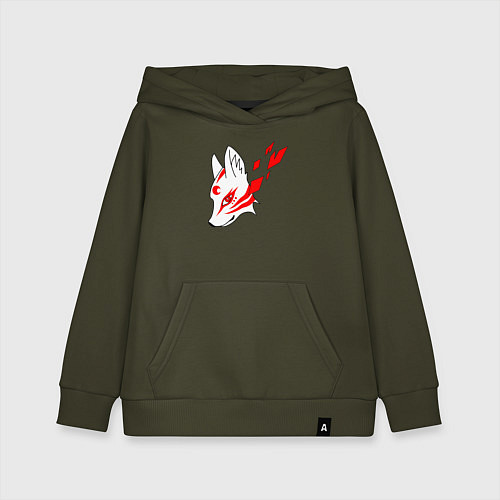 Детская толстовка-худи Маска демона Кицунэ / Хаки – фото 1