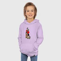 Толстовка детская хлопковая Дама с красным поясом и красным веером, цвет: лаванда — фото 2