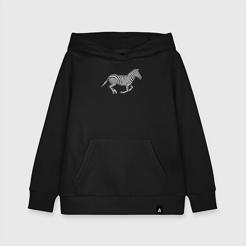 Детская толстовка-худи Зебра скачет вид сбоку / Черный – фото 1