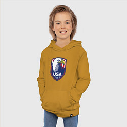 Толстовка детская хлопковая Орёл США, цвет: горчичный — фото 2