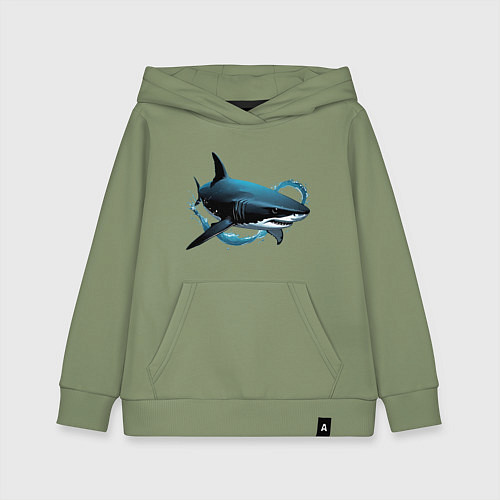 Детская толстовка-худи Акула портрет / Авокадо – фото 1