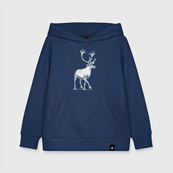 Толстовка детская хлопковая Северный олень белый спереди, цвет: тёмно-синий