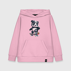 Толстовка детская хлопковая Cool panda on a skateboard - extreme, цвет: светло-розовый