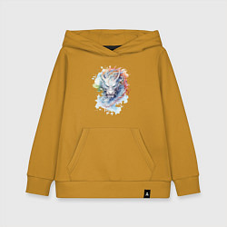 Толстовка детская хлопковая Дракон нарисованный акварелью, цвет: горчичный