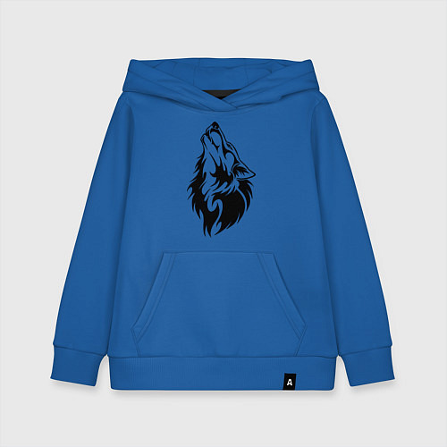 Детская толстовка-худи Воющий волк / Синий – фото 1