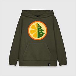 Толстовка детская хлопковая Елка мандарин праздник, цвет: хаки