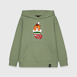 Толстовка детская хлопковая Игрушечный мишка в носке, цвет: авокадо