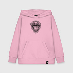 Толстовка детская хлопковая Шимпанзе голова, цвет: светло-розовый