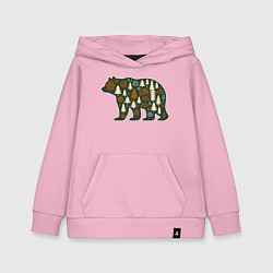 Толстовка детская хлопковая Медведь и тайга, цвет: светло-розовый