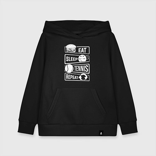 Детская толстовка-худи Еда сон теннис / Черный – фото 1