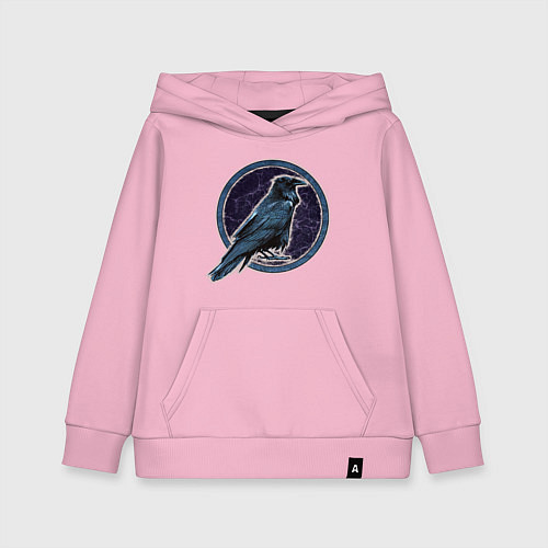 Детская толстовка-худи Ворон черный / Светло-розовый – фото 1