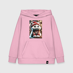 Толстовка детская хлопковая Котик в новогоднем свитере, цвет: светло-розовый