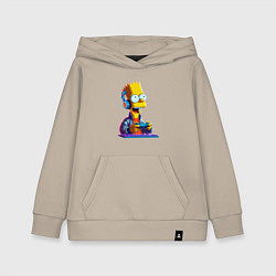 Толстовка детская хлопковая Bart is an avid gamer, цвет: миндальный
