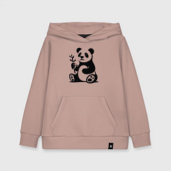 Детская толстовка-худи Сидящая панда с бамбуком в лапе