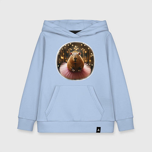 Детская толстовка-худи Мем капибара балерина танцует в розовой юбке / Мягкое небо – фото 1