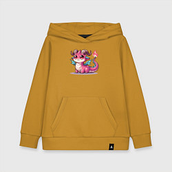 Толстовка детская хлопковая Милый розовый дракончик, цвет: горчичный