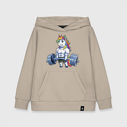 Толстовка детская хлопковая Тяж единорог, цвет: миндальный