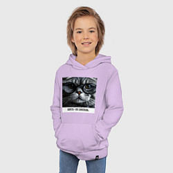 Толстовка детская хлопковая Мем кот в очках: шерсть это приправа, цвет: лаванда — фото 2
