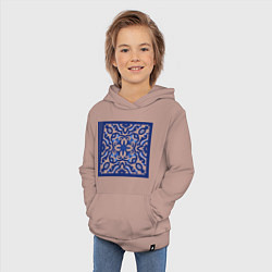 Толстовка детская хлопковая Азулежу синий узор, цвет: пыльно-розовый — фото 2