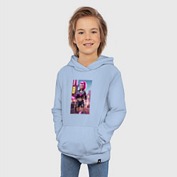Толстовка детская хлопковая Барби в кожаных шортах - модница, цвет: мягкое небо — фото 2
