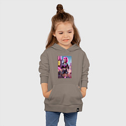 Толстовка детская хлопковая Барби в кожаных шортах - модница, цвет: утренний латте — фото 2