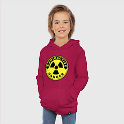 Толстовка детская хлопковая Danger radiation sign, цвет: маджента — фото 2
