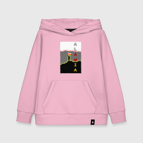 Детская толстовка-худи Алания человек с флагом / Светло-розовый – фото 1