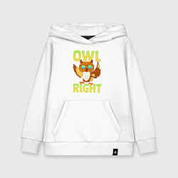 Детская толстовка-худи Owl right - каламбур отлично
