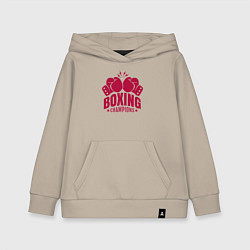 Толстовка детская хлопковая Чемпионы по боксу, цвет: миндальный