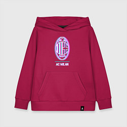 Толстовка детская хлопковая AC Milan FC в стиле glitch, цвет: маджента