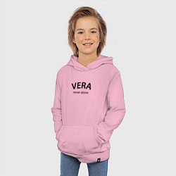 Толстовка детская хлопковая Vera never alone - motto, цвет: светло-розовый — фото 2