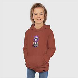 Толстовка детская хлопковая Скелет с бабочкой фиолетовый, цвет: кирпичный — фото 2