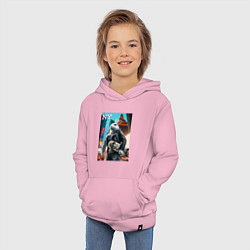 Толстовка детская хлопковая Cool hare with a skateboard - ai art, цвет: светло-розовый — фото 2