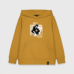 Толстовка детская хлопковая Поднятие уровня в одиночку Граффити, цвет: горчичный