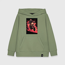 Толстовка детская хлопковая Мотокросс красные брызги, цвет: авокадо