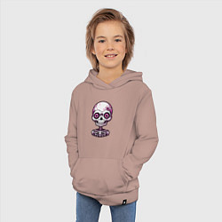 Толстовка детская хлопковая Розовый скелет с большими глазами, цвет: пыльно-розовый — фото 2