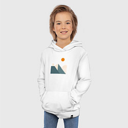 Толстовка детская хлопковая Горы и солнце минимализм абстакция, цвет: белый — фото 2