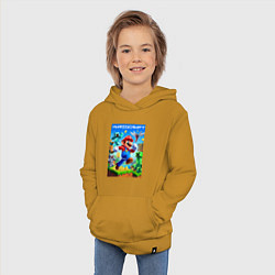 Толстовка детская хлопковая Mario in Minecraft - ai art collaboration, цвет: горчичный — фото 2