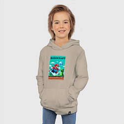 Толстовка детская хлопковая Mario and Minecraft - collaboration pixel art, цвет: миндальный — фото 2