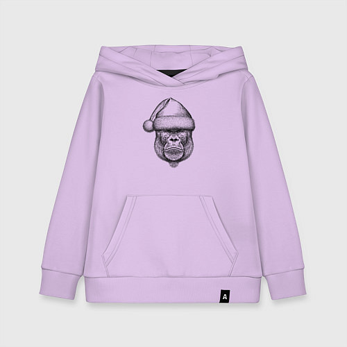 Детская толстовка-худи Морда новогодней гориллы / Лаванда – фото 1