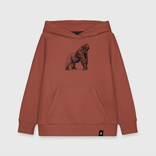 Детская толстовка-худи Новогодняя обезьяна горилла / Кирпичный – фото 1