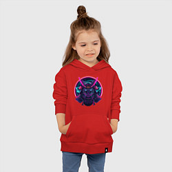 Толстовка детская хлопковая Кот самурай - нейросеть, цвет: красный — фото 2