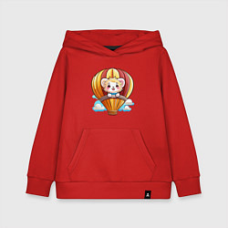 Толстовка детская хлопковая Львёнок на воздушном шаре, цвет: красный