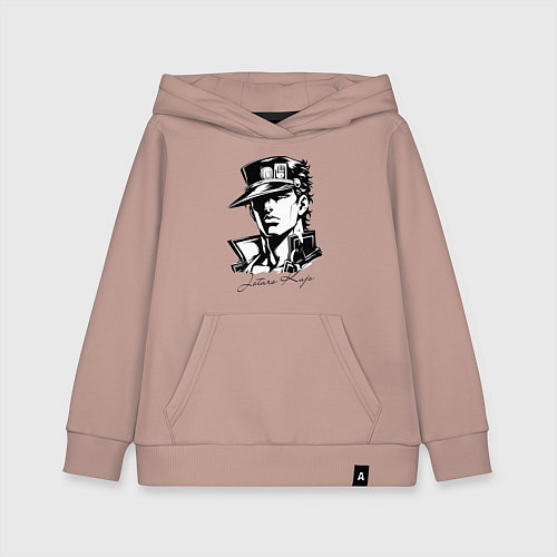 Детская толстовка-худи Jotaro Kujo - anime ai art / Пыльно-розовый – фото 1